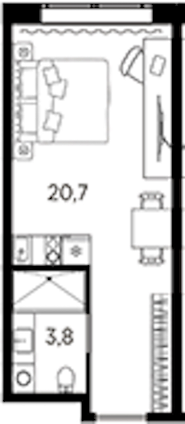 Квартира студия 24.5 м², 2/13 эт., ЖК «AVENIR Industrial»
